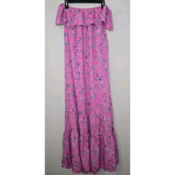 Golden Sirena Womens Off Shoulder Floral Long Dress Pink Size Large - Picture 1 of 7